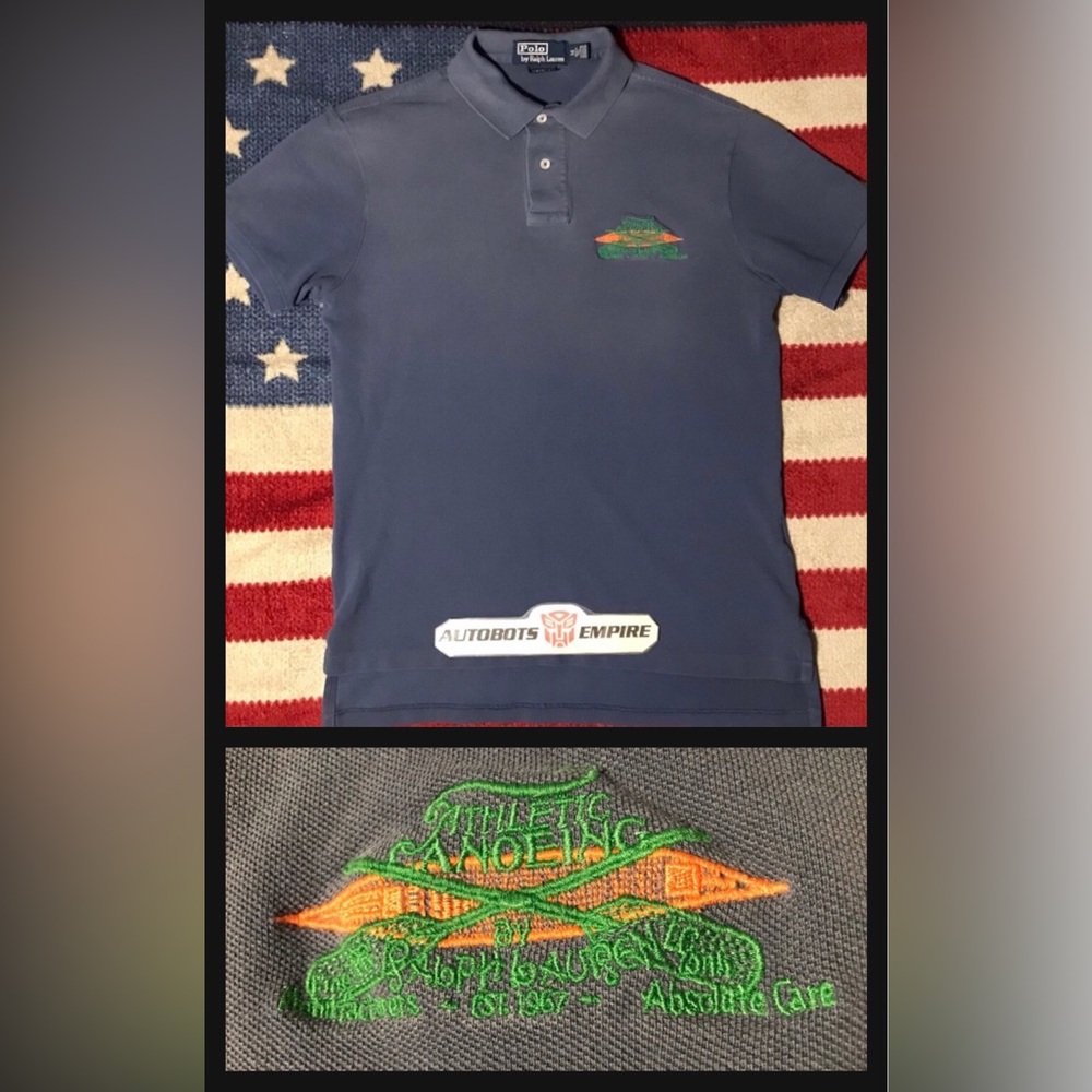 Vintage Ralph Lauren POLO ATHLETIC CANOEING 67 FADED WASH Custom Shirt M Rugby x
